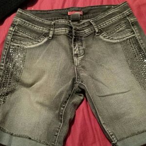 NWOT Faded Black Bermuda Shorts With Rhinestones
